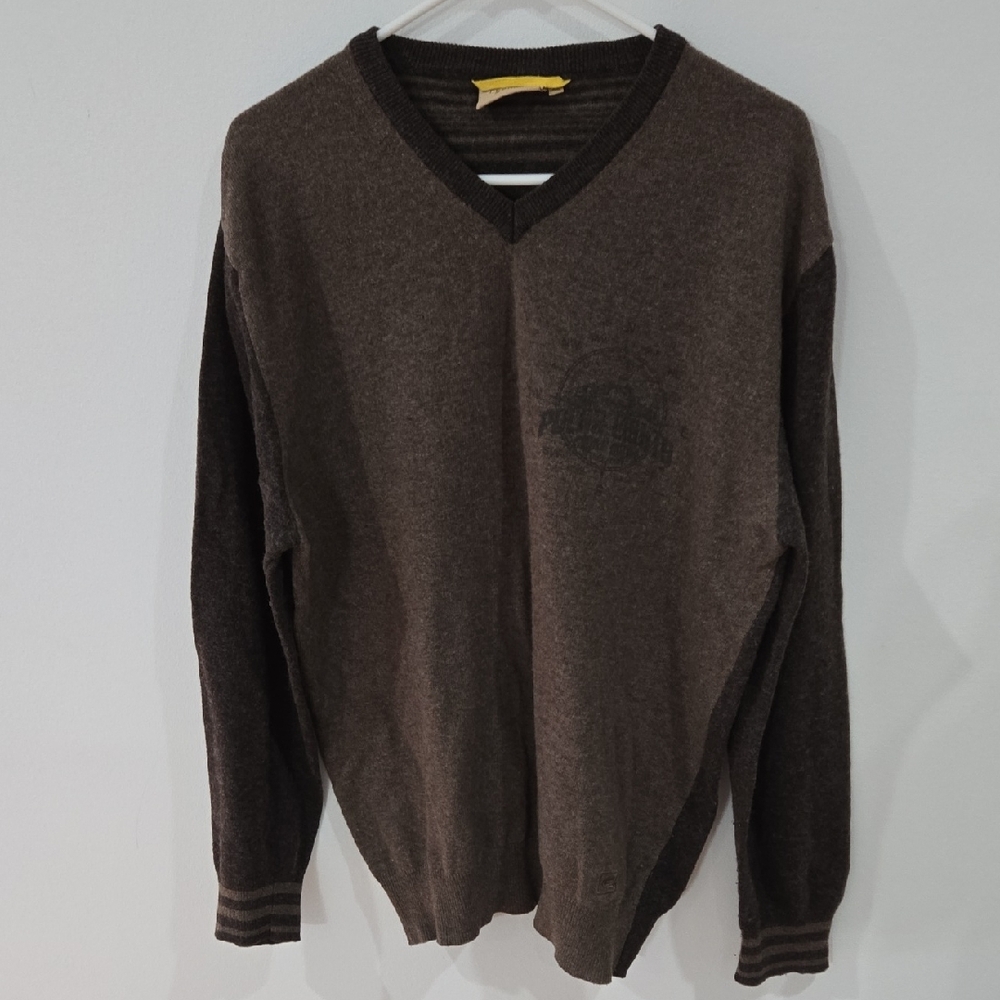 Camel Active Sz XL Mens Classic Brown Ribbed V-Neck Sweater